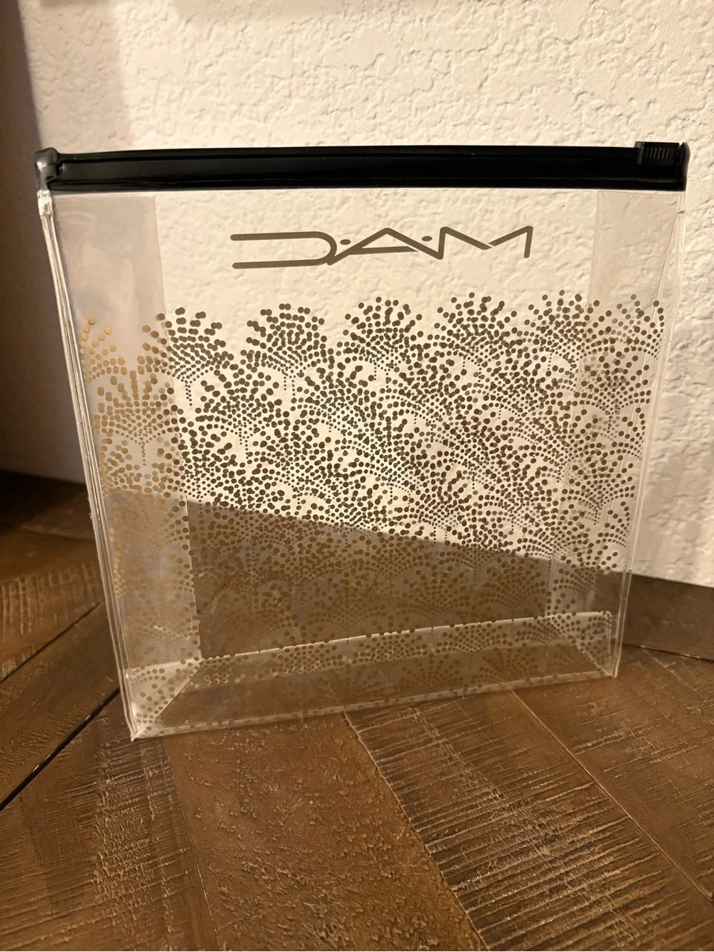 MAC Cosmetics GWP Clear Gold Dot Cosmetic Bag Makeup Travel Case Organizer